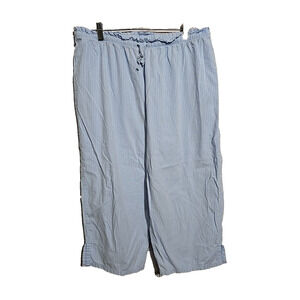 Mix It Blue Striped Drawstring High‎ Rise Lounge Cropped Pants Womans Size Large
